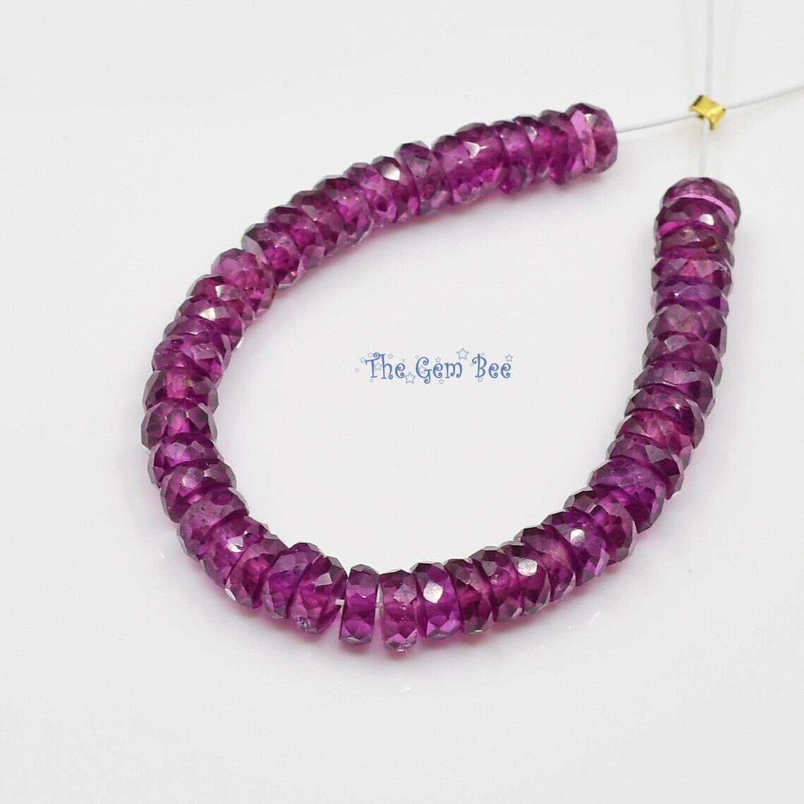 4mm-4.2mm Fine Rosy Purple Rhodolite Garnet Faceted Heishi Rondelle Beads 3 inch