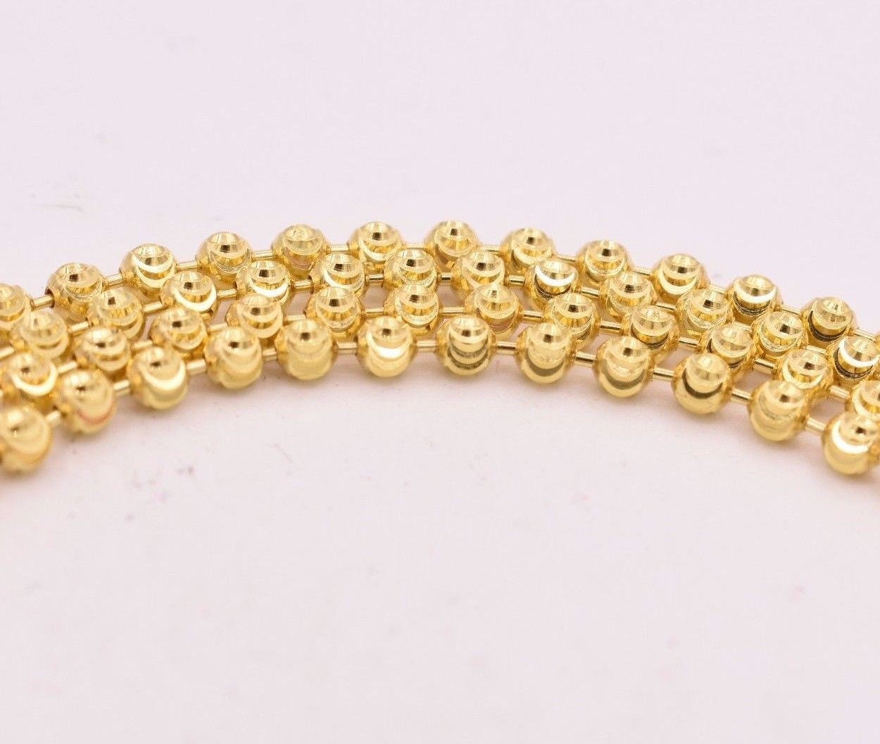 3mm Moon Cut Ball Bead Chain Necklace Solid 14K Yellow Gold-Plated Silver 925