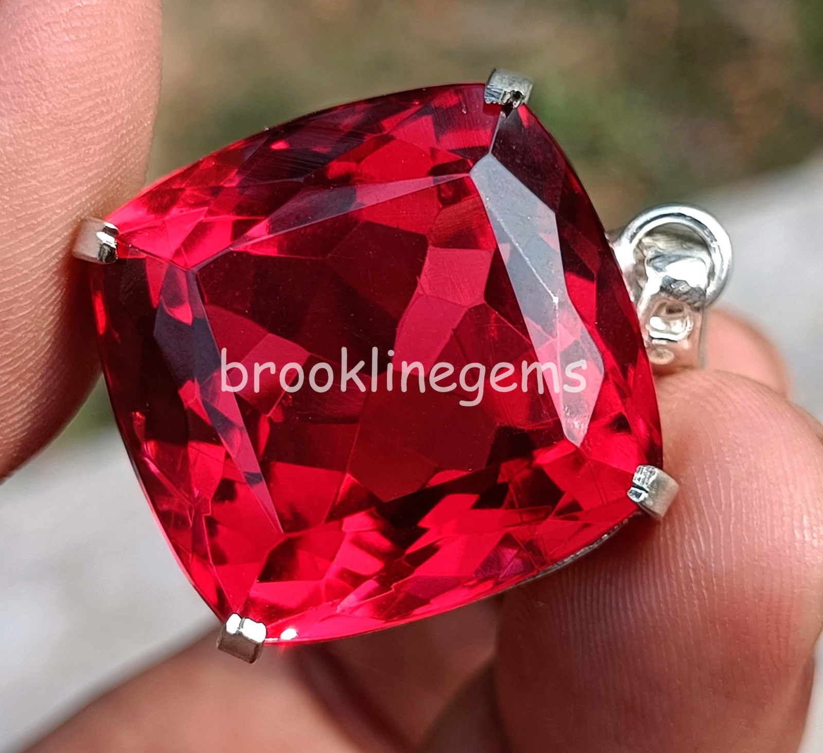 90 Ct Natural Red Ruby Cushion Cut EGL 925 Silver Pendant With Free Chain 6FGM