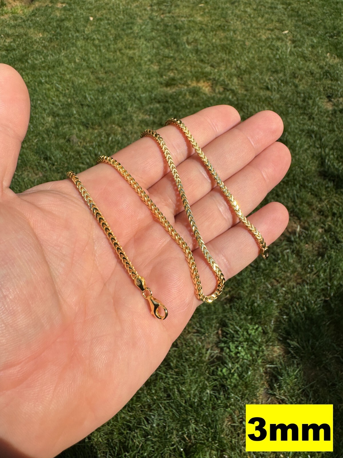 Men’s Real 14k Gold Plated Solid 925 Sterling Silver Franco Chain 2-5mm Necklace
