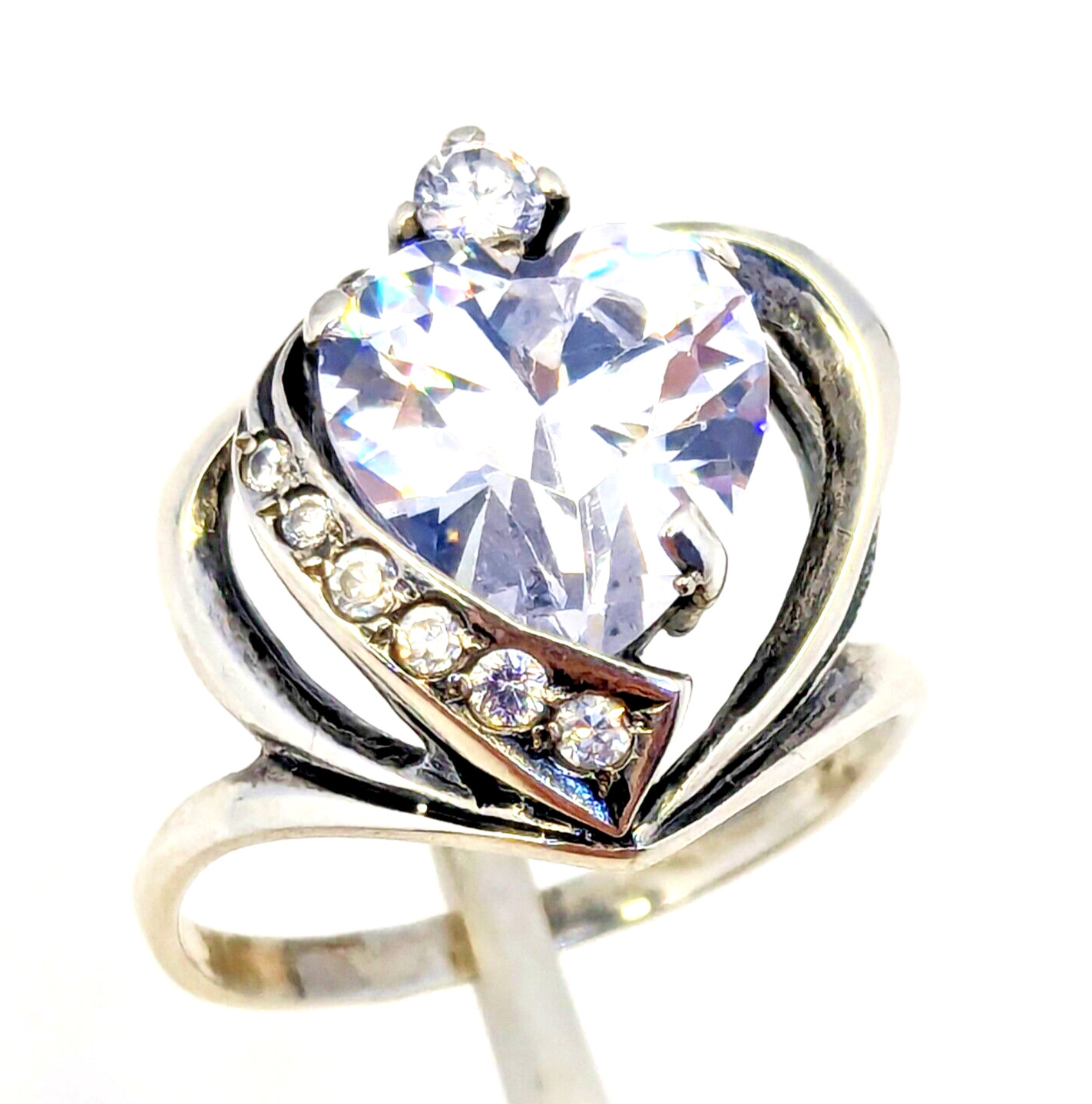 Vintage Luxury RING Silver 925 with Big Bright Stone -size: 8.5US (18mm)| UA #60