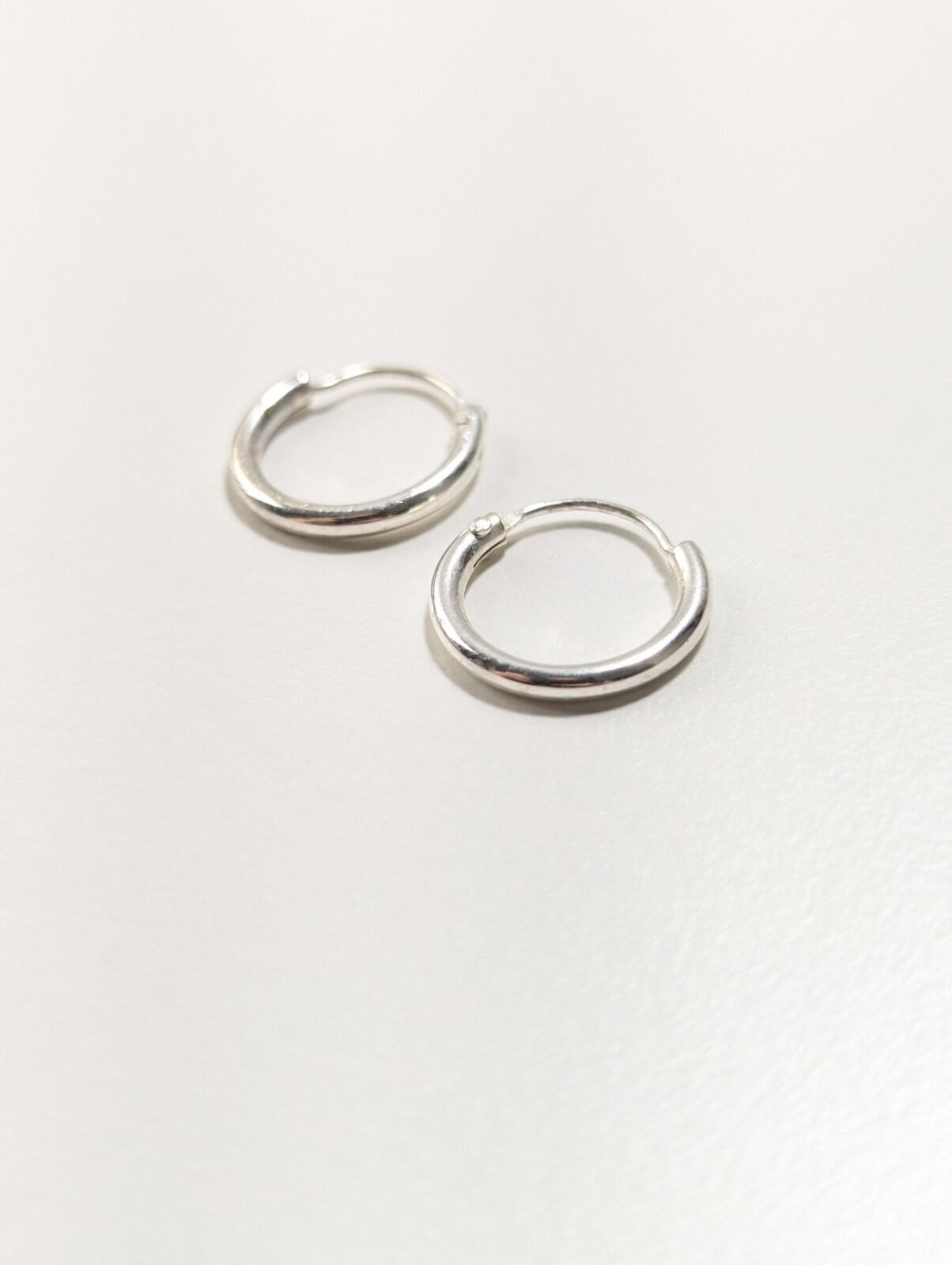 Sterling Silver Endless Hoop Earrings Unisex Everyday Jewelry 14mm 0.7g