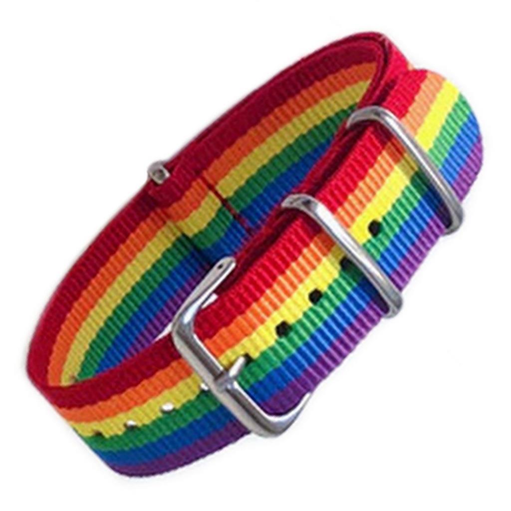 Rainbow Wristband 0.75” Wide LGBTQ Gay Lesbian Pride Adjustable Nylon Bracelet