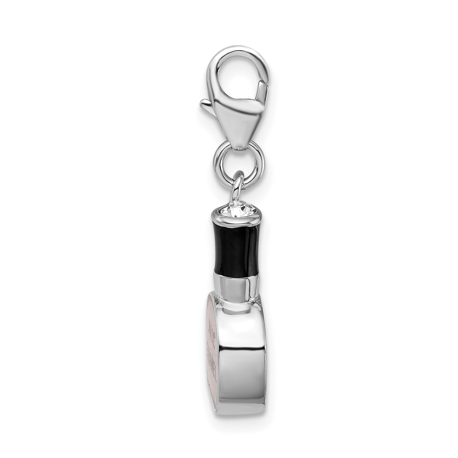 Amore La Vita Silver Polished 3-D Enameled Nail Polish Bottle Charm with Fancy