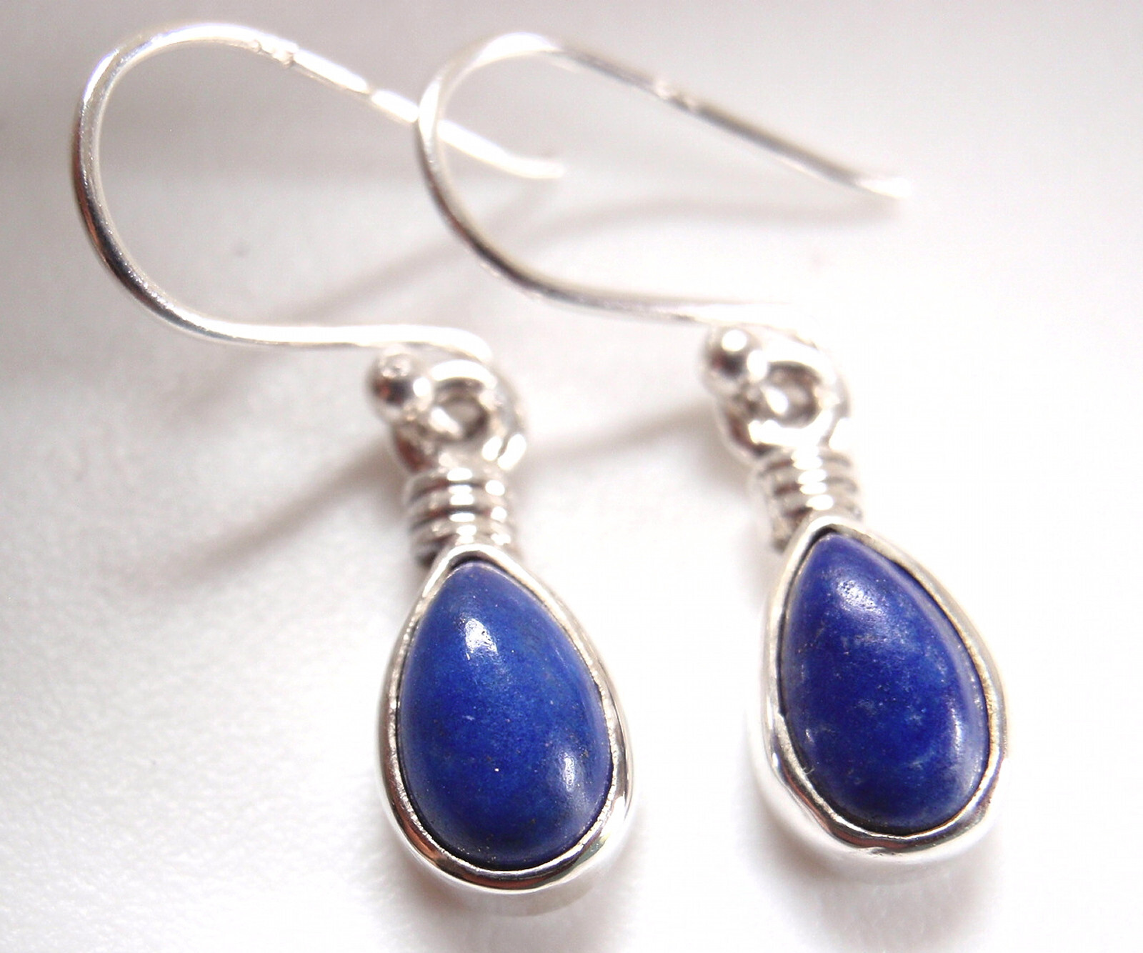 Lapis Lazuli Teardrop 925 Sterling Silver Dangle Earrings Small