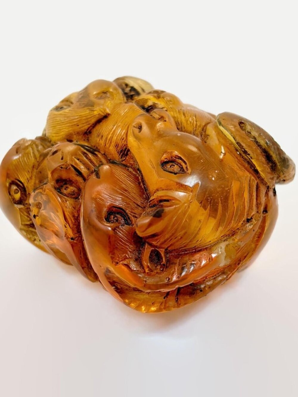 Amber Pendant, Bead, Carved, Animals, Horse, Cat, Bird, Snake, Rabbit, Vintage