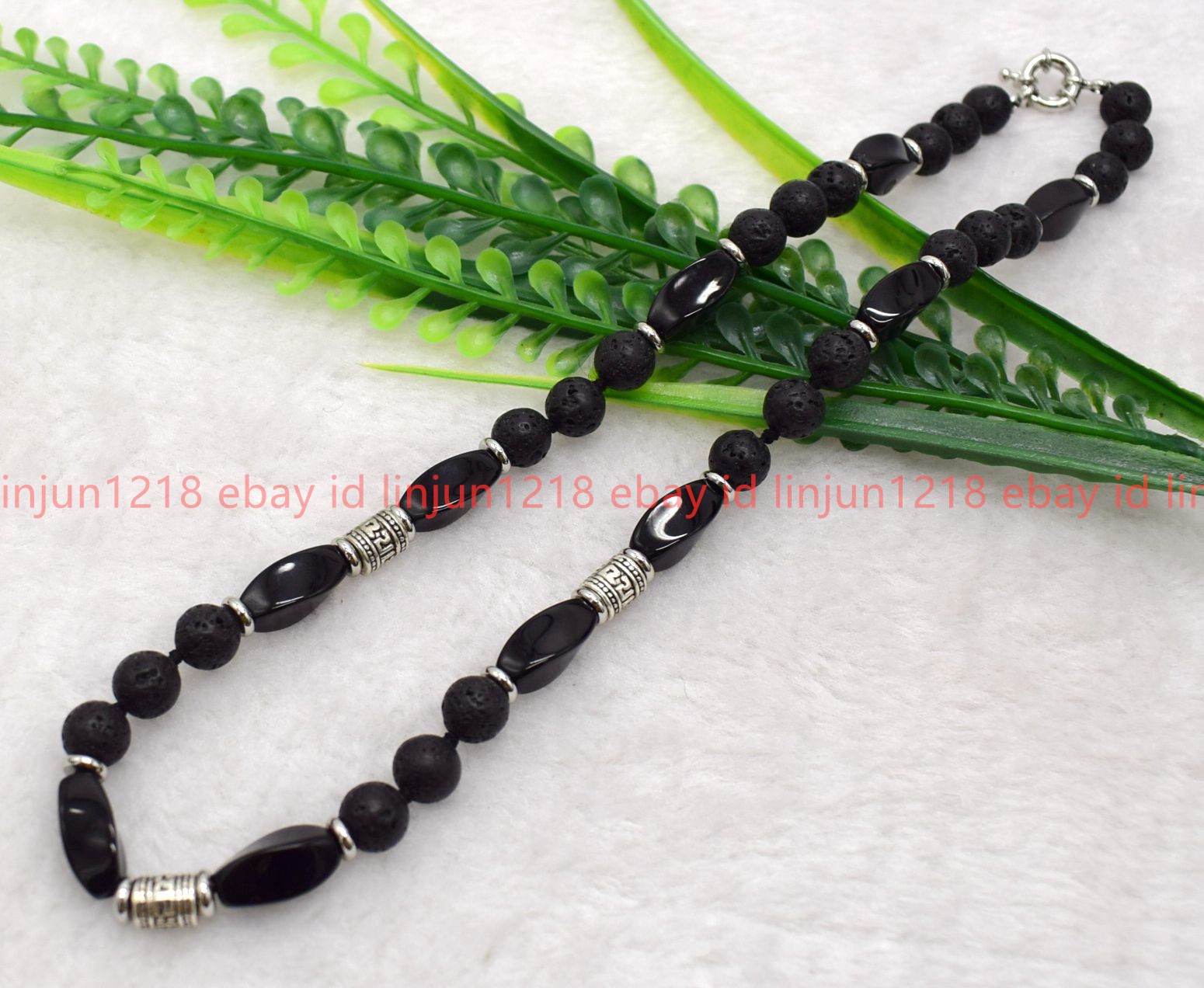 New Elegant Natural 8mm Black Lava Agate Gemstone Round Beaded Necklace 16-36in
