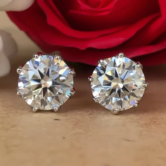 2Ct 925 Sterling Silver Round Cut Lab Created Diamond Round Womens Stud Earrings