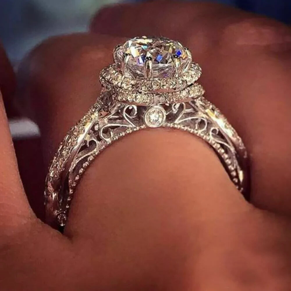 2.00 Carat Round Cut Lab Created Diamond Engagement Ring 14K White Gold Finish