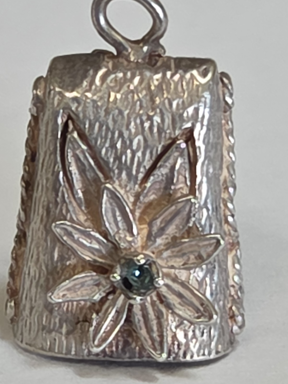 Sterling Silver ~ BELL Charm ~ Sweet Ring Noise ~ With Gems ~ RARE! ~ VINTAGE