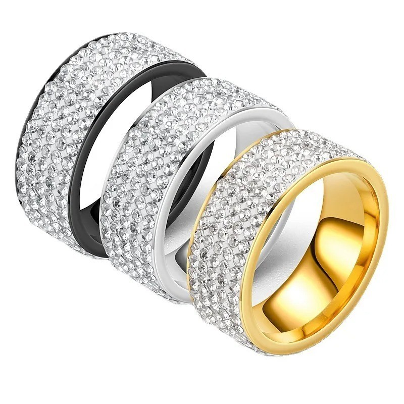 Unisex CZ Stainless Steel Ring Men/Women’s Wedding Band Rings Gold Silver 6-13