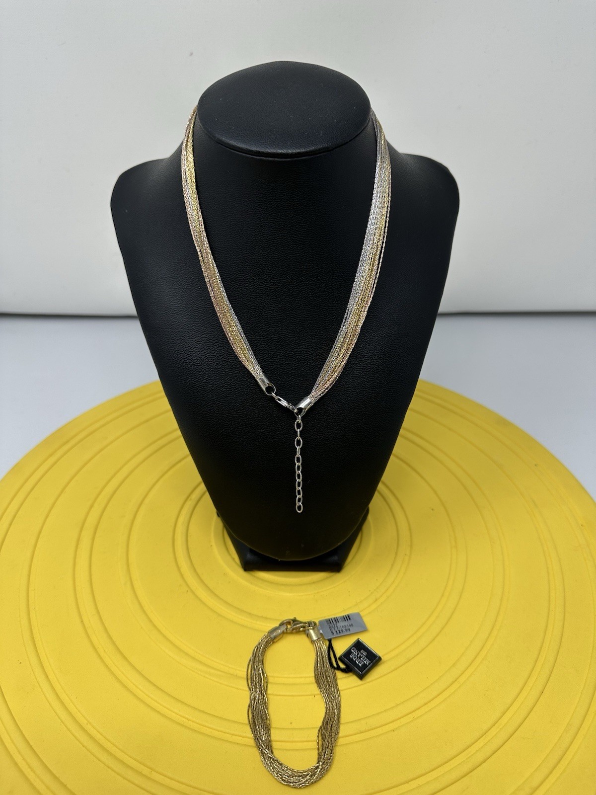 Sterling Silver Eros Milano 20 Stranded Choker Necklace Bracelet Set 42g 15” 6”