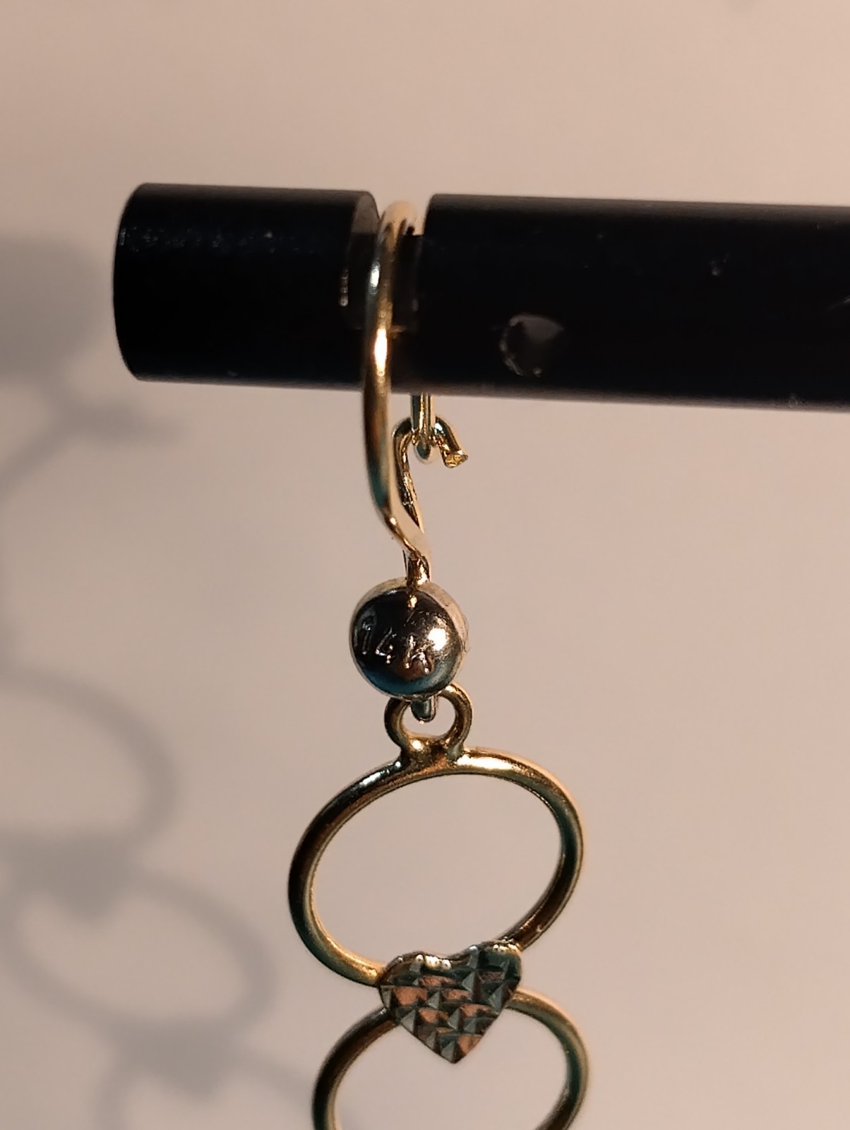 14k Yellow Gold 3.2 Grams Hanging Earrings 20inches Long. 14 K Stamped