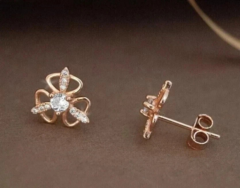 2Ct Round Cut Lab Created Diamond Women’s Stud Earrings 14K Rose Gold Plated
