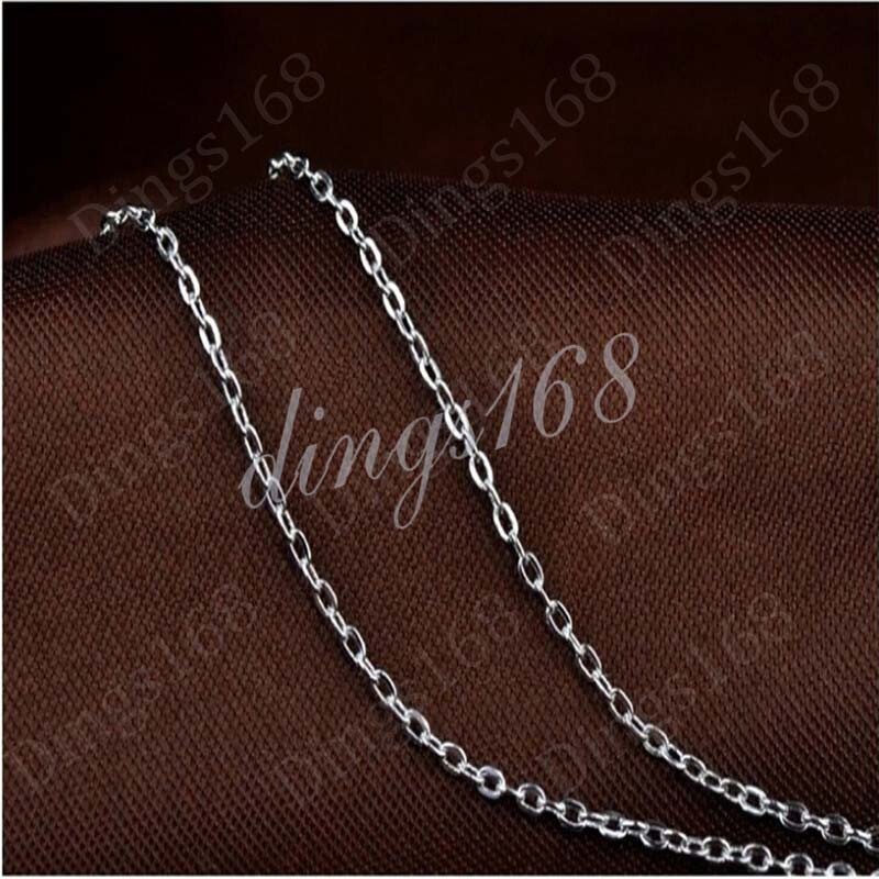 Real 18K White Gold Filled HypoAllergenic 18inch 2 mm Cable Chain Necklace N146W