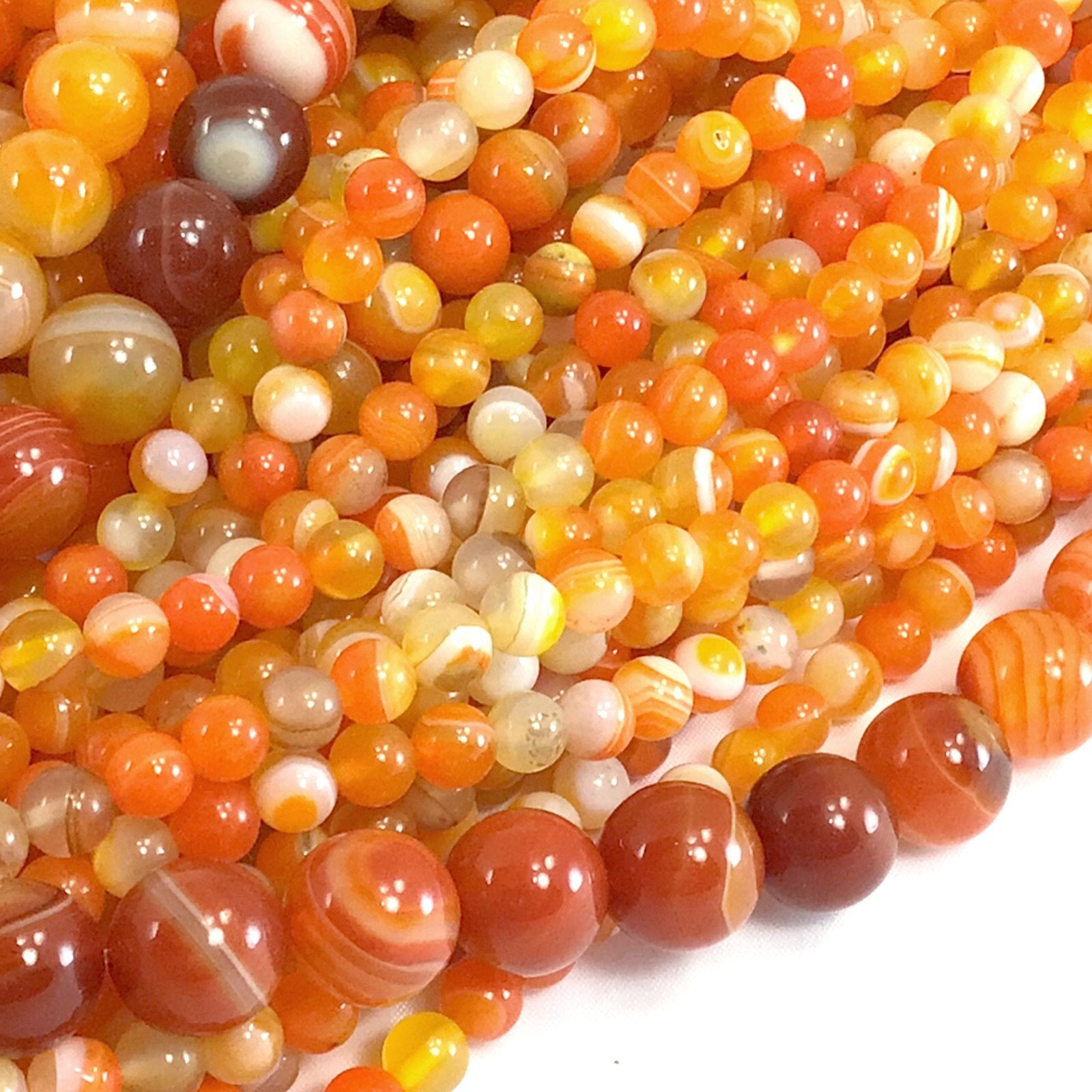 Gemstone Natural Orange Yellow Agate Round Loose Beads 15″ 4mm 6mm 8mm 10mm 12mm
