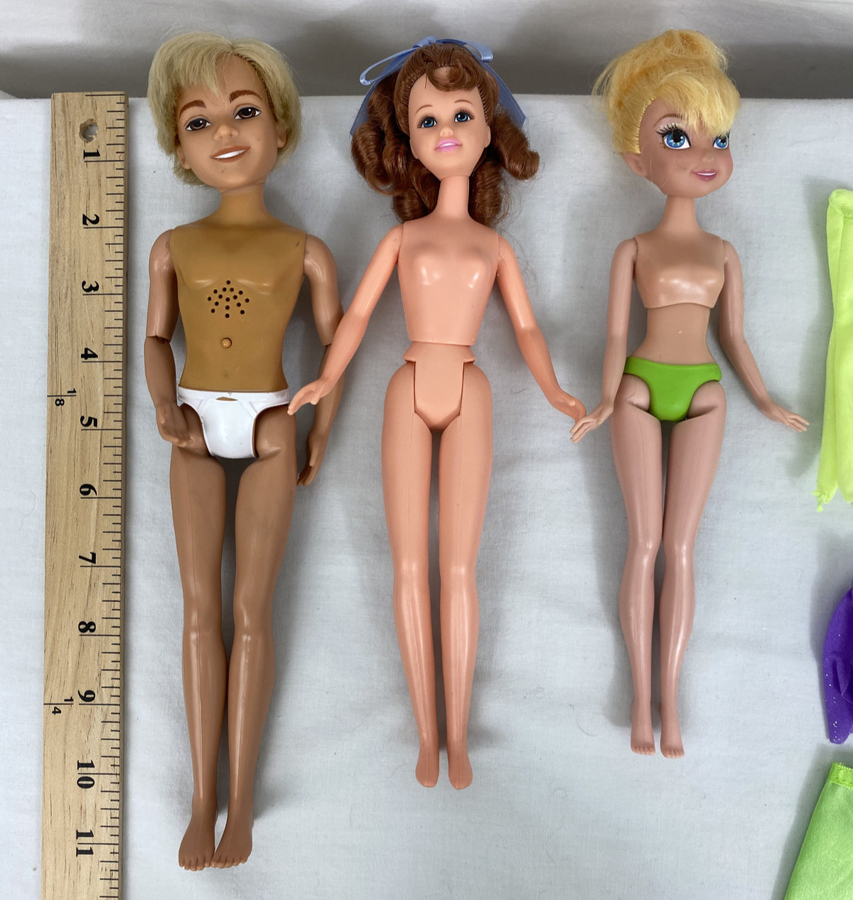 Disney Peter Pan Lot 3 Dolls + Tinker Bell Watch + 8 Outfits + Accessories