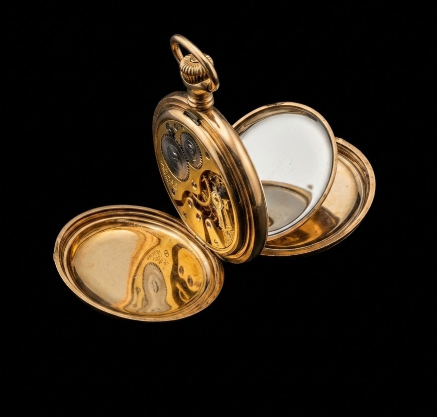 Waltham Hunter Case Pocket Watch Pink Dial – Engraved GF 25 years MULTI TONE F/B