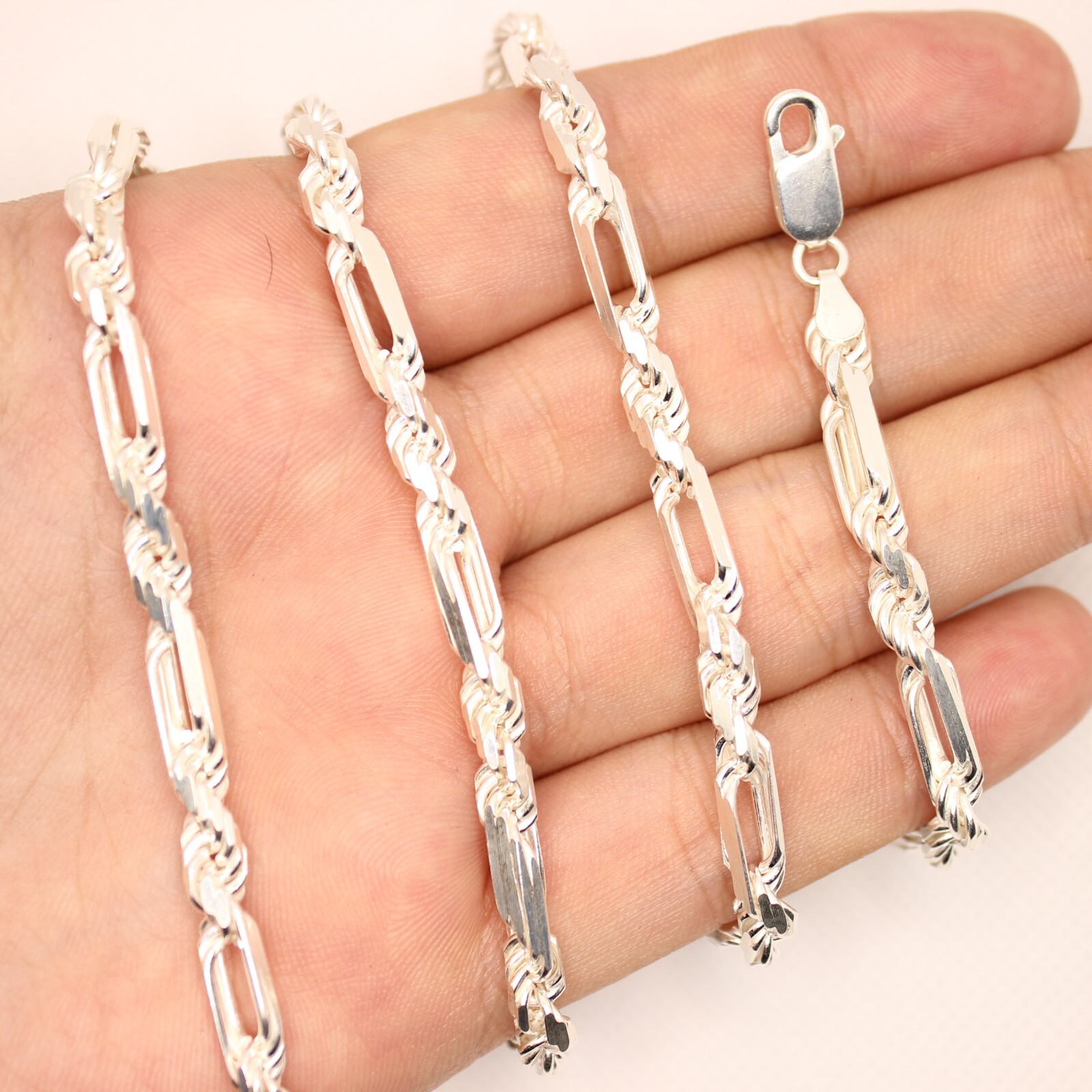 925 Sterling Silver Twisted Milano Figarope Chain Necklace (4mm~4.5mm / 18″~28″)