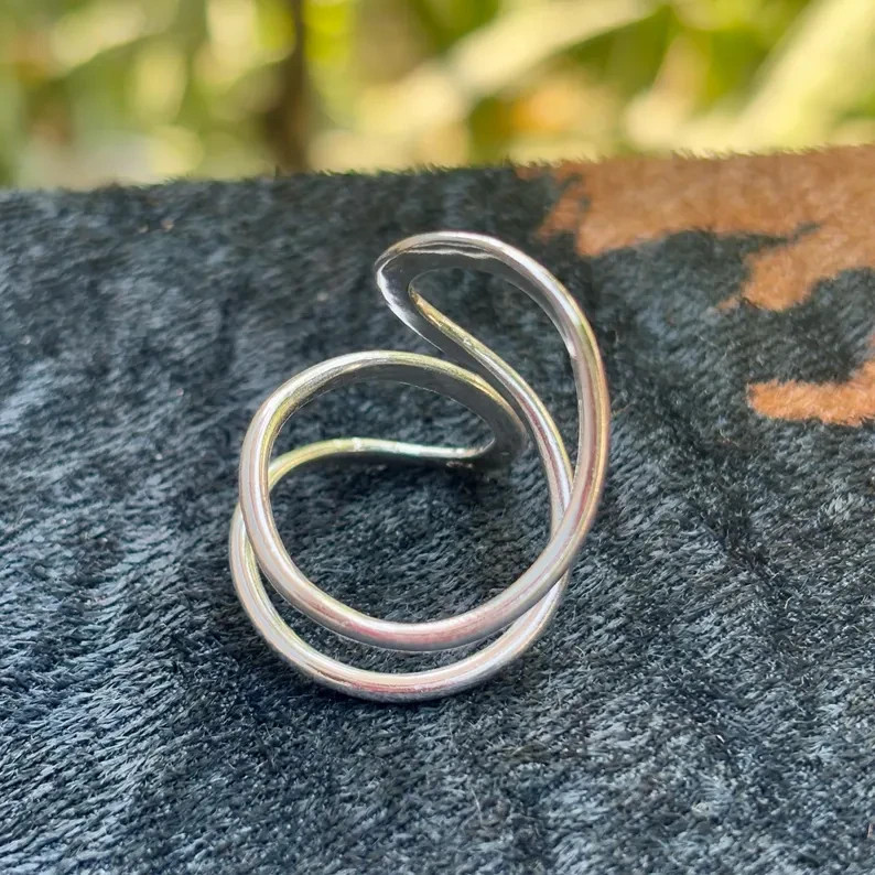 Minimalist Sterling Silver Swirl Ring | Adjustable Abstract Handmade Jewelry