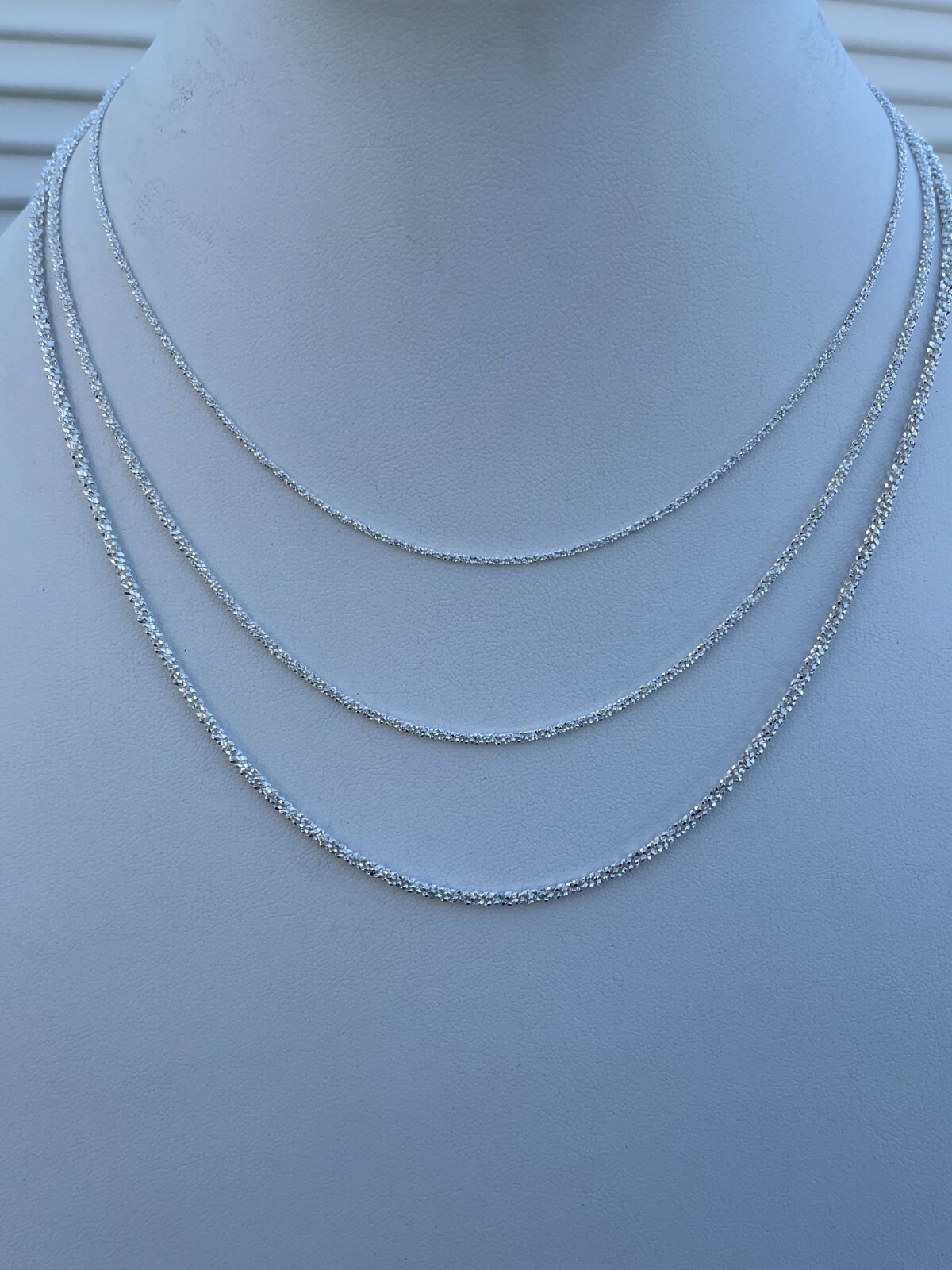 Real Solid 925 Sterling Silver Diamond Cut Sparkle Rope Chain Necklace 1mm – 3mm
