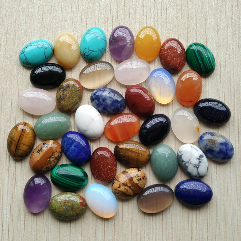 Wholesale 30pcs natural stone mixed Oval CAB CABOCHON stone DIY 13x18mm No Holes