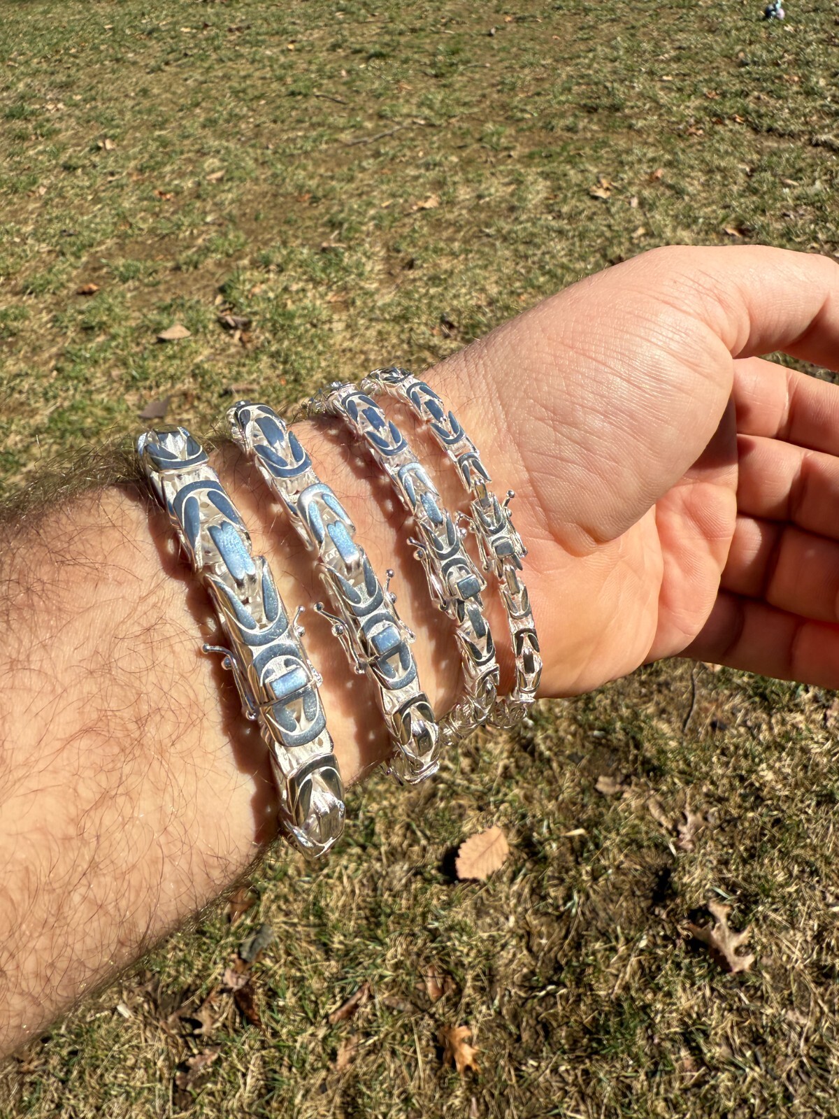 Real Solid 925 Silver Handmade Byzantine Heavy Mens Bracelet 5mm-10mm Box Clasp