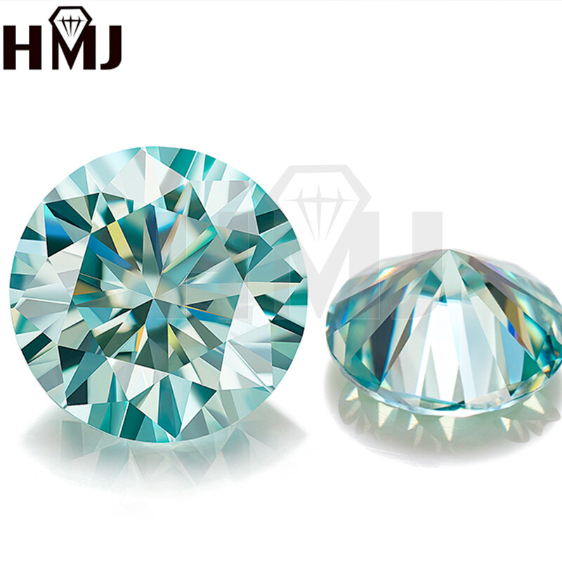 Round Aqua Blue Moissanite Loose Stone Gemstone 6 Shapes GRA Certified Jewelry