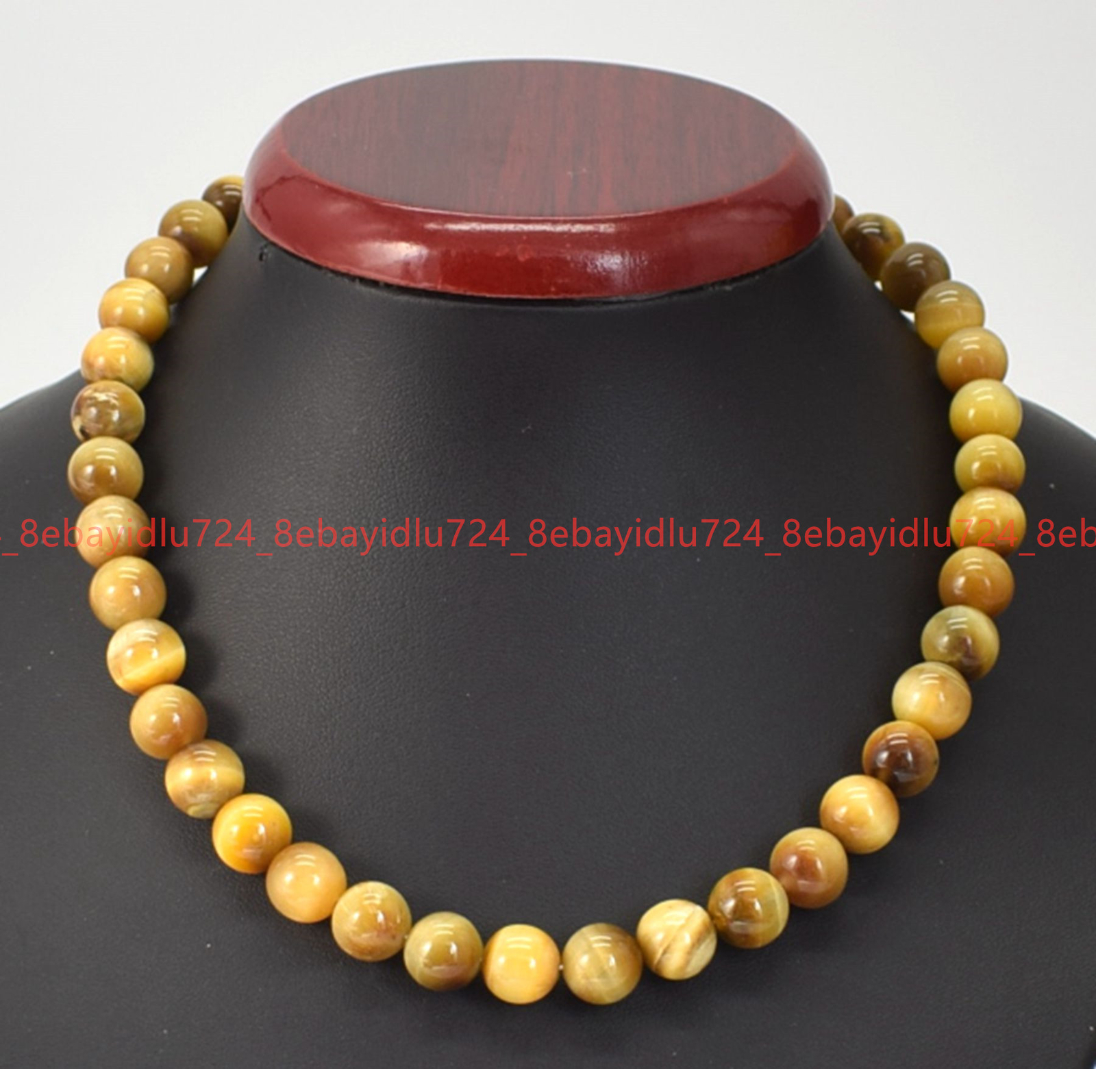 6/8/10/12/14mm Natural Multicolor Tiger’s Eye Round Gemstone Beads Necklace 18″