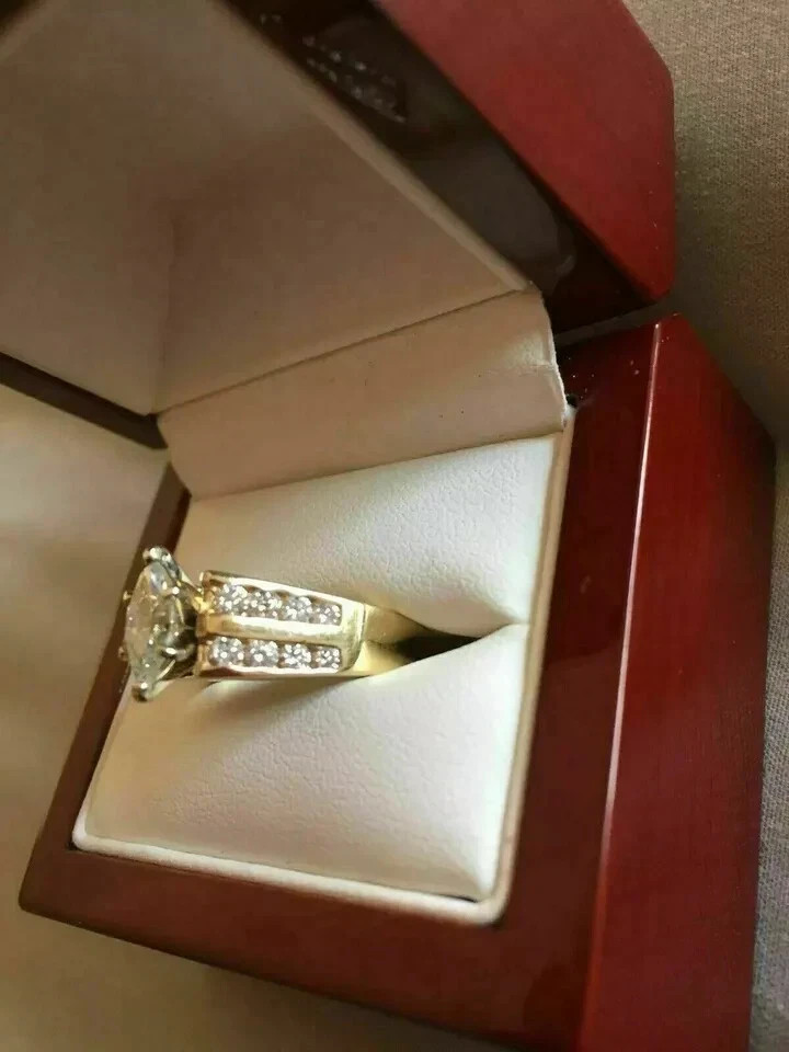 2Ct Marquise Cut Lab Created Diamond Engagement Ring 14k Yellow Gold Plated