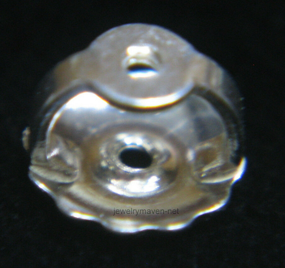 SINGLE 18k White Gold Heavy 0.041″ Post Threaded Screw Earring Back Nut USA MADE