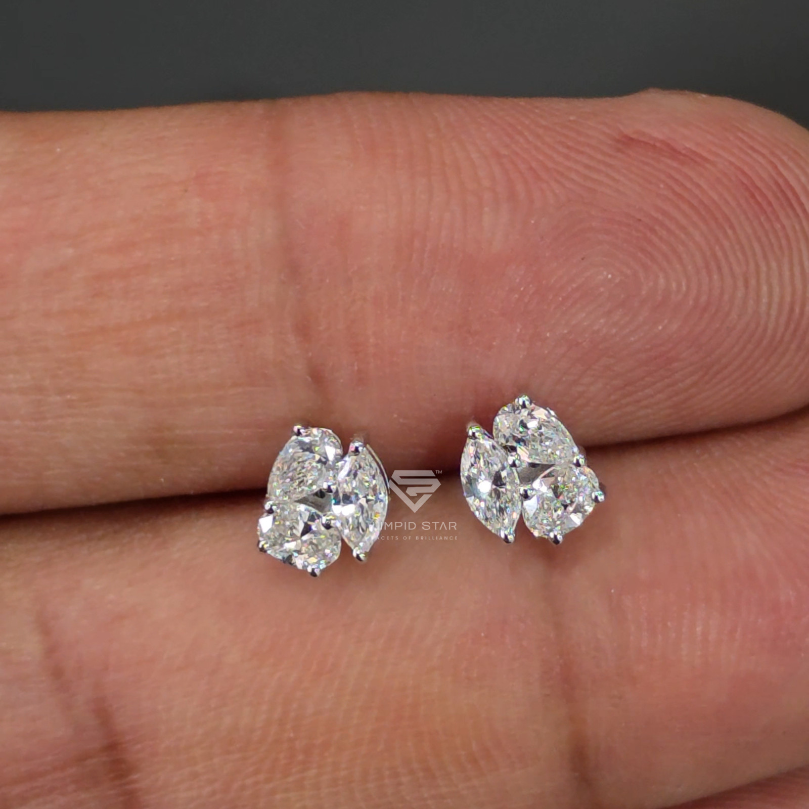 Fancy Lab Grown Diamond Stud Earrings Cluster 0.55ct VVS-VS EF IDT Certified
