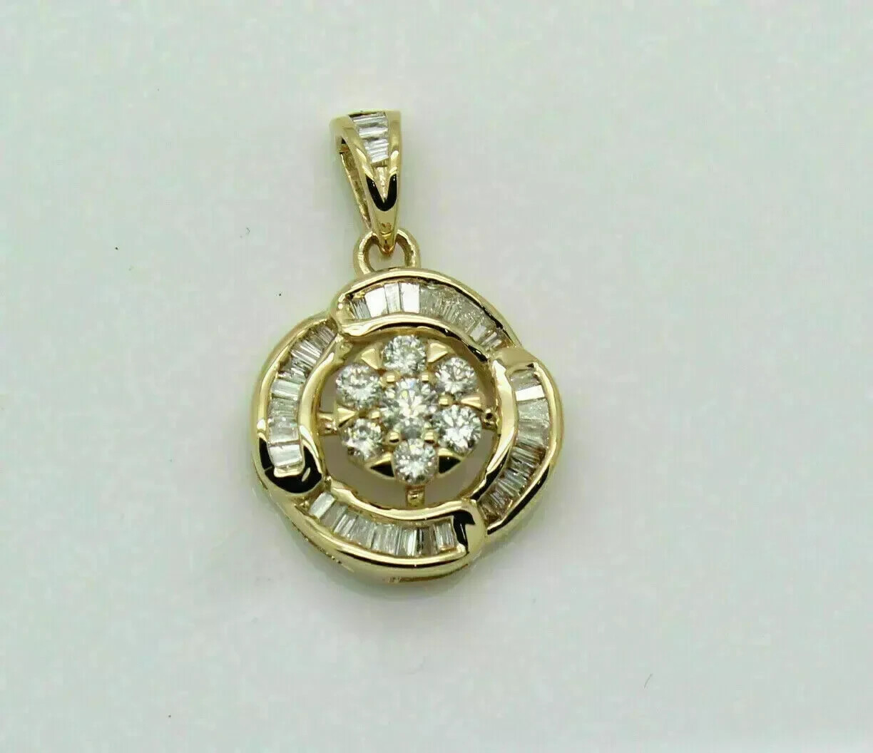 2.00Ct Round Cut VVS1 Diamond Flower Pendant 14K Yellow Gold Over