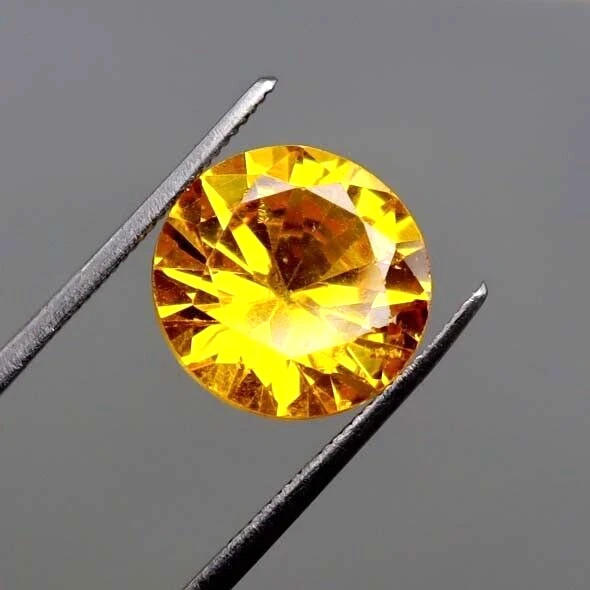 Yellow Zircon Round Cut 11.70 Ct Cambodian Natural GIE Certified Loose Gemstone