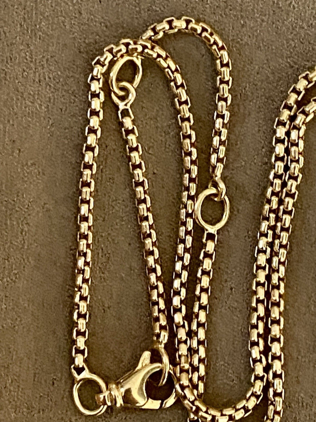 David Yurman 18k Yellow Gold Box Chain Necklace 1.7mm 16 17 18” Adjustable