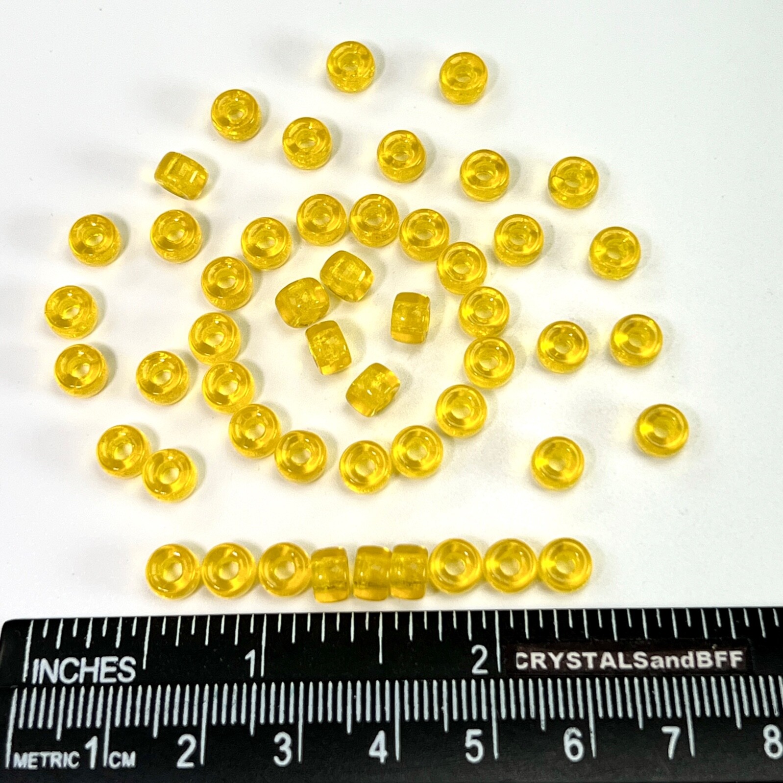 Czech Glass Druk Large Hole Beads 6mm, Yellow Citrine-Jonquil color, 50pc J081