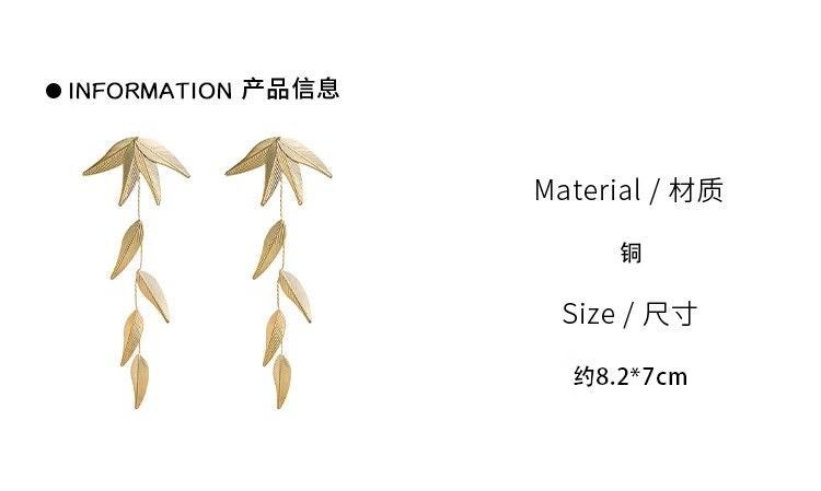 Bamboo Leaf Tassel Earrings Chinese Style Long Earrings for Women
