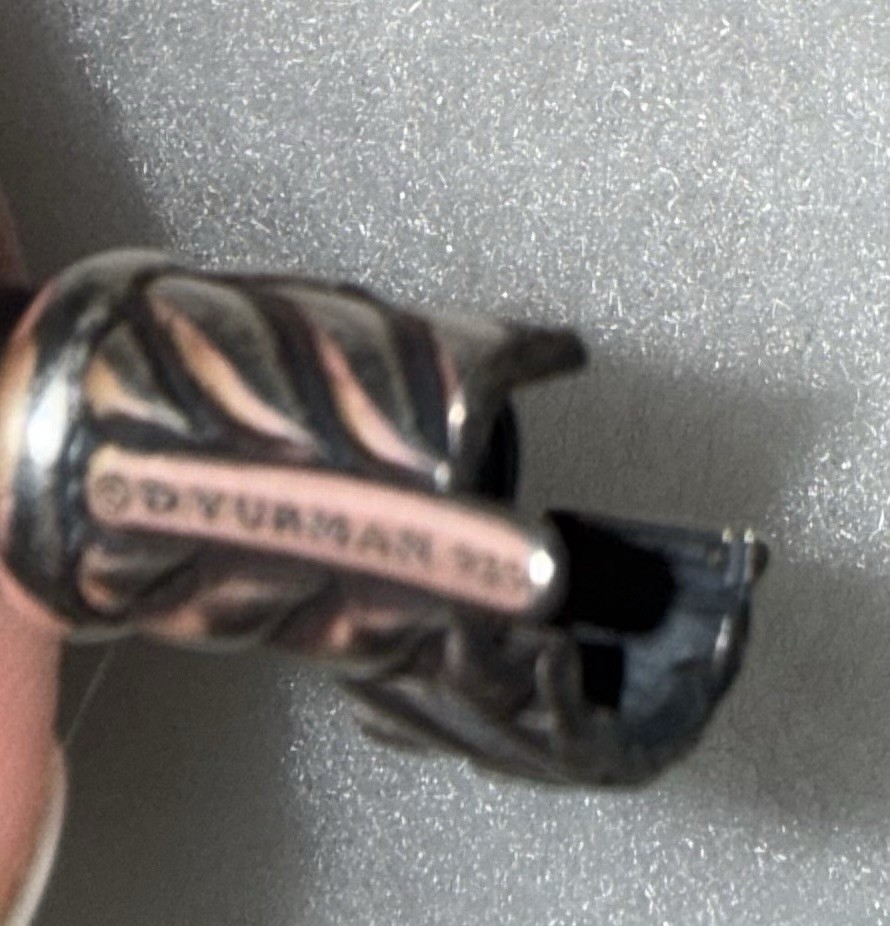 David Yurman Mens Chevron Woven Rubber Sterling Silver Clasp 8-8.5 Hard to Find