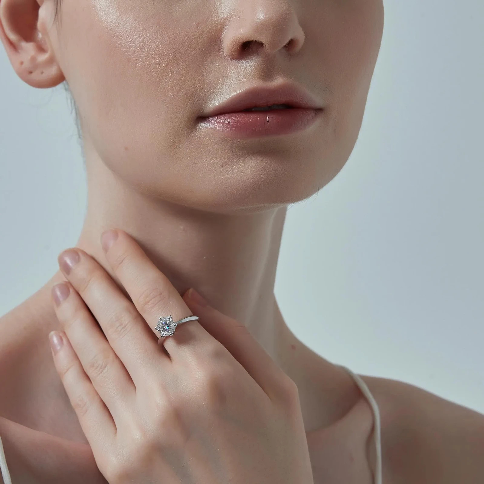 Six-Prong Solitaire Moissanite Engagement Ring in 925 Sterling Silver