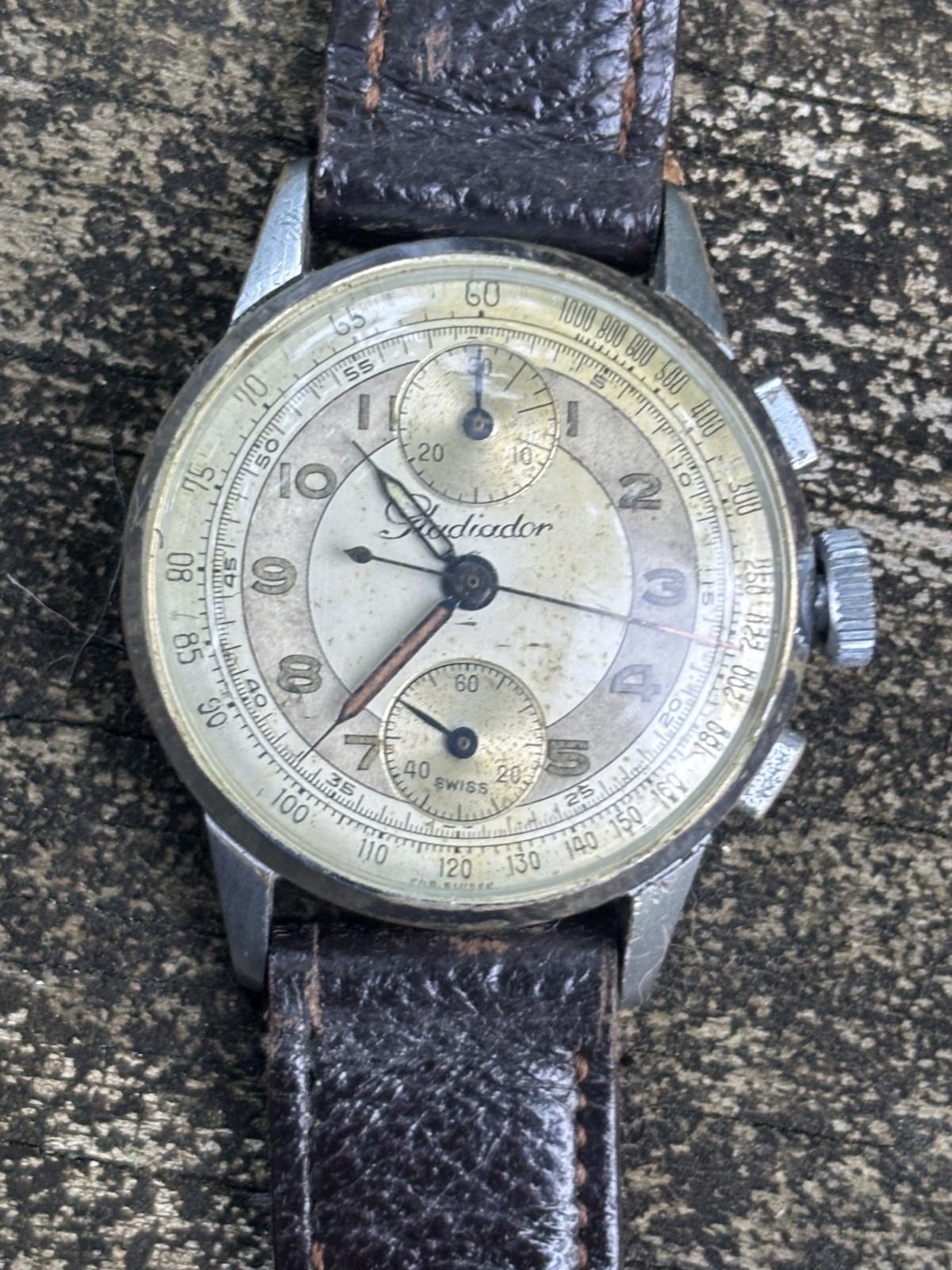 Gladiador chronograph mens wristwatch Up/Down Column Wheel Movement 17J