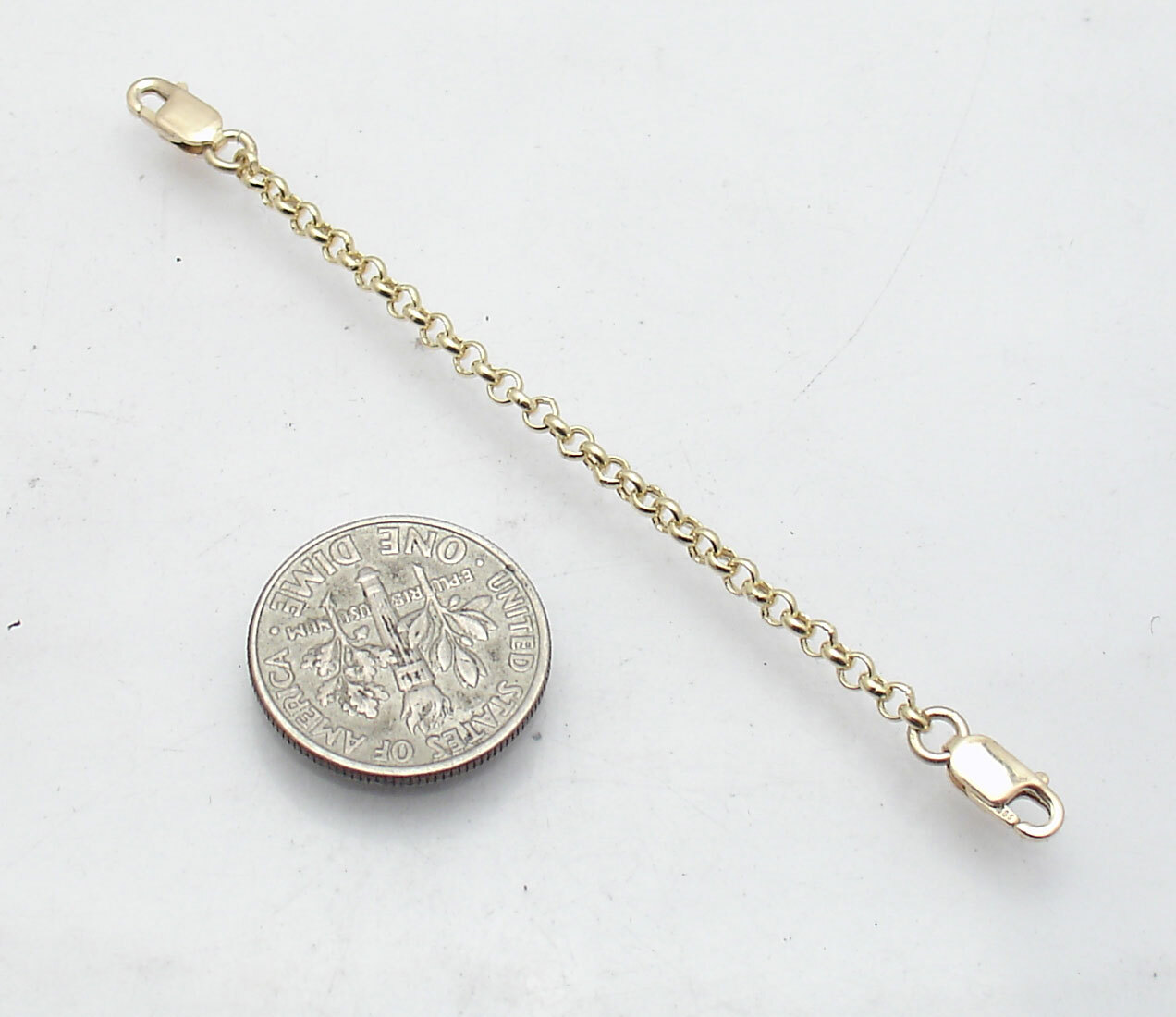 Lobster Lock Cable Rolo Chain Necklace Extender Real Solid 14K Yellow Gold