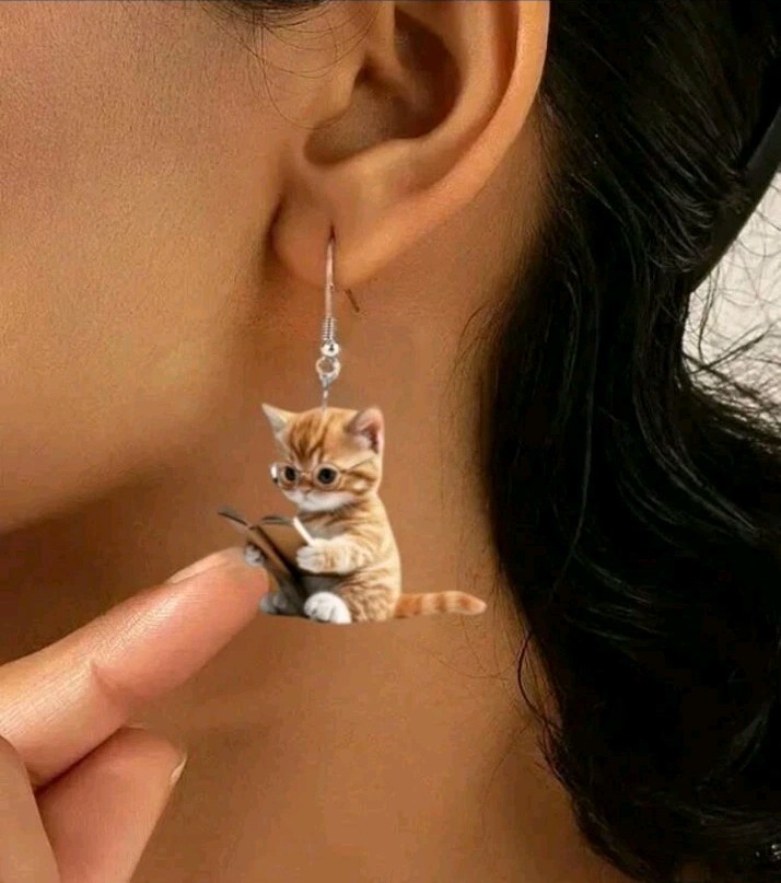 New Cat Shape Acrylic Dangle Drop Earrings French Wire Multicolor No Stone