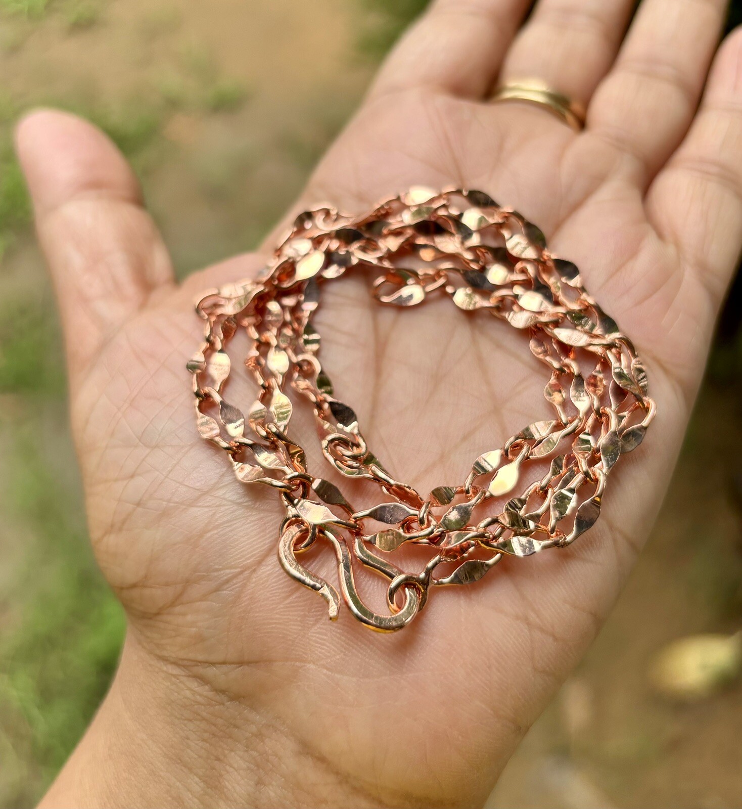 30 inch Pure Concave Link Chain Necklace, Healing Copper Jewelry