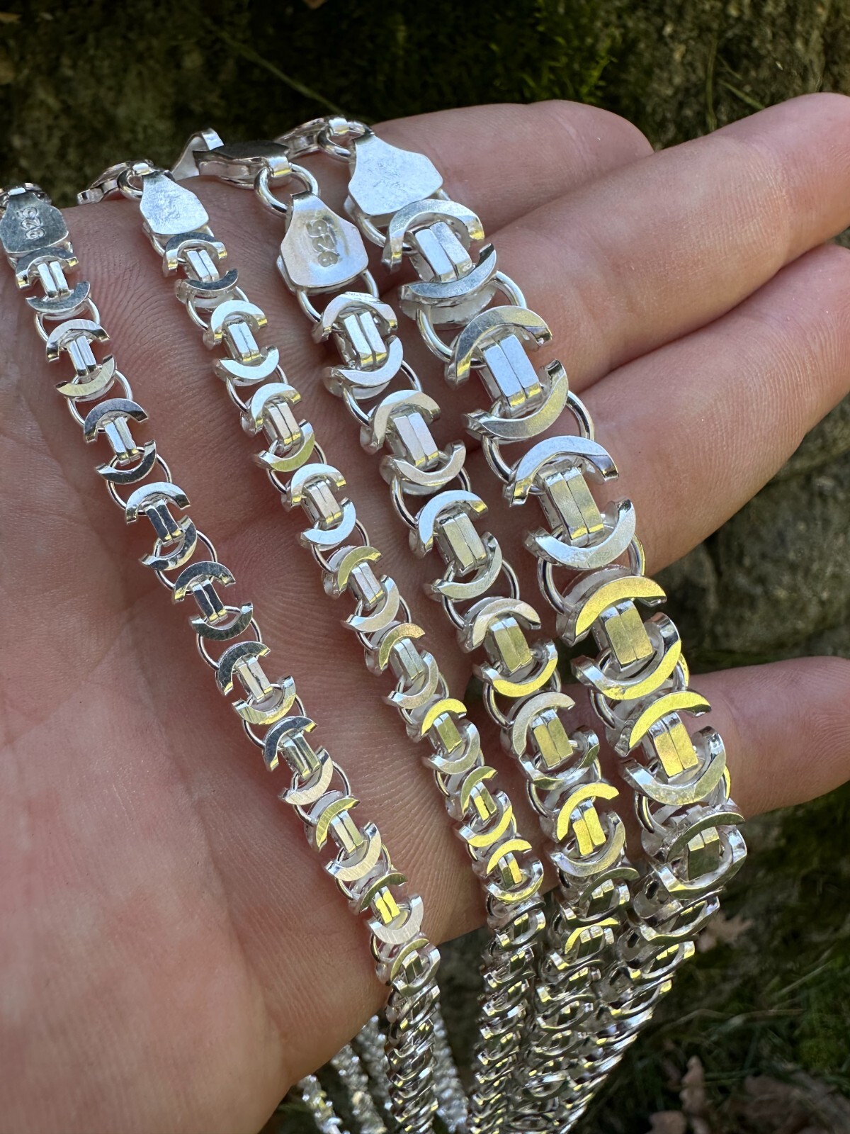 Real Solid 925 Sterling Silver Flat Byzantine Chain Mens Necklace Or Bracelet