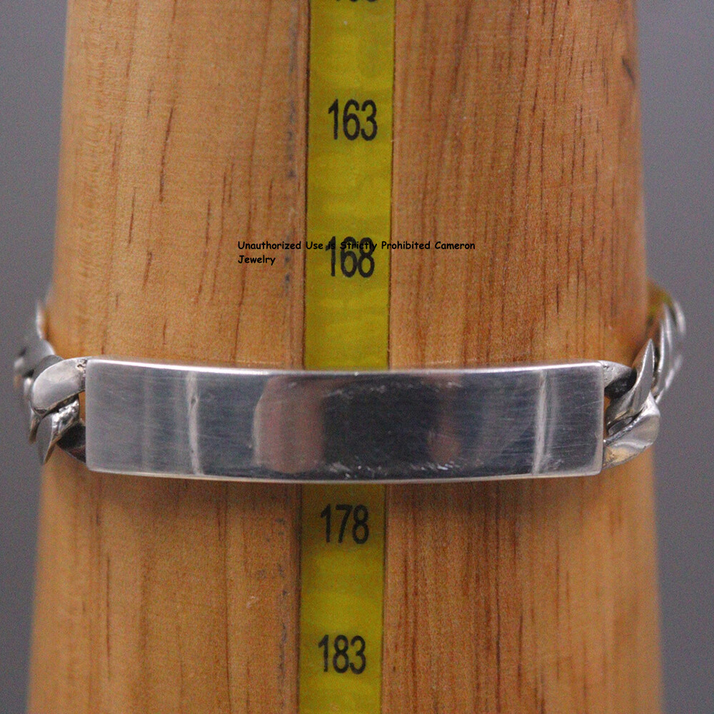 Pure S925 Sterling Silver Chain 9mm Cuban Curb ID Link Bracelet 30-32g 7.48inch