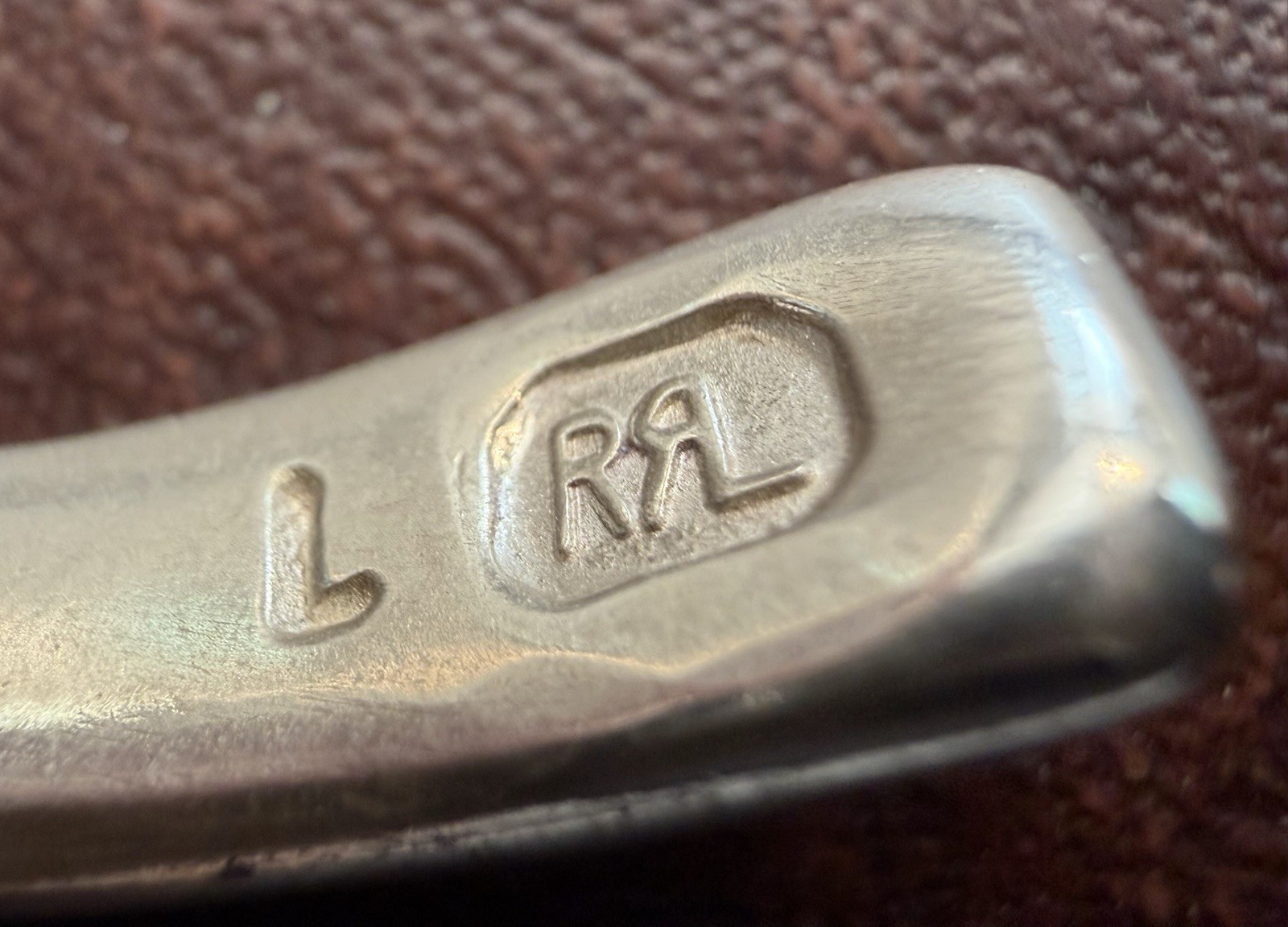 Ralph Lauren Double RL Hand Forged Hammered Sterling Silver Cuff Bracelet Large