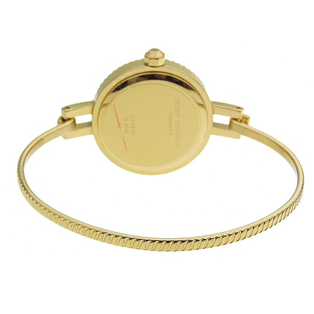 Tory Burch watch TBW4029 gold plated quartz analog white shell dial ladies used