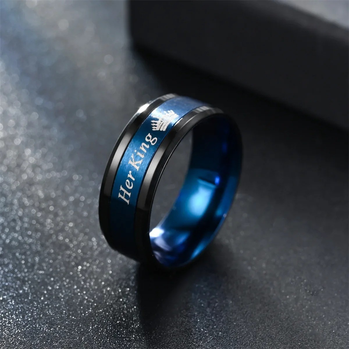 2PCS Her King His Queen Couple Rings Stainless Steel Wedding Promise Band #5-13