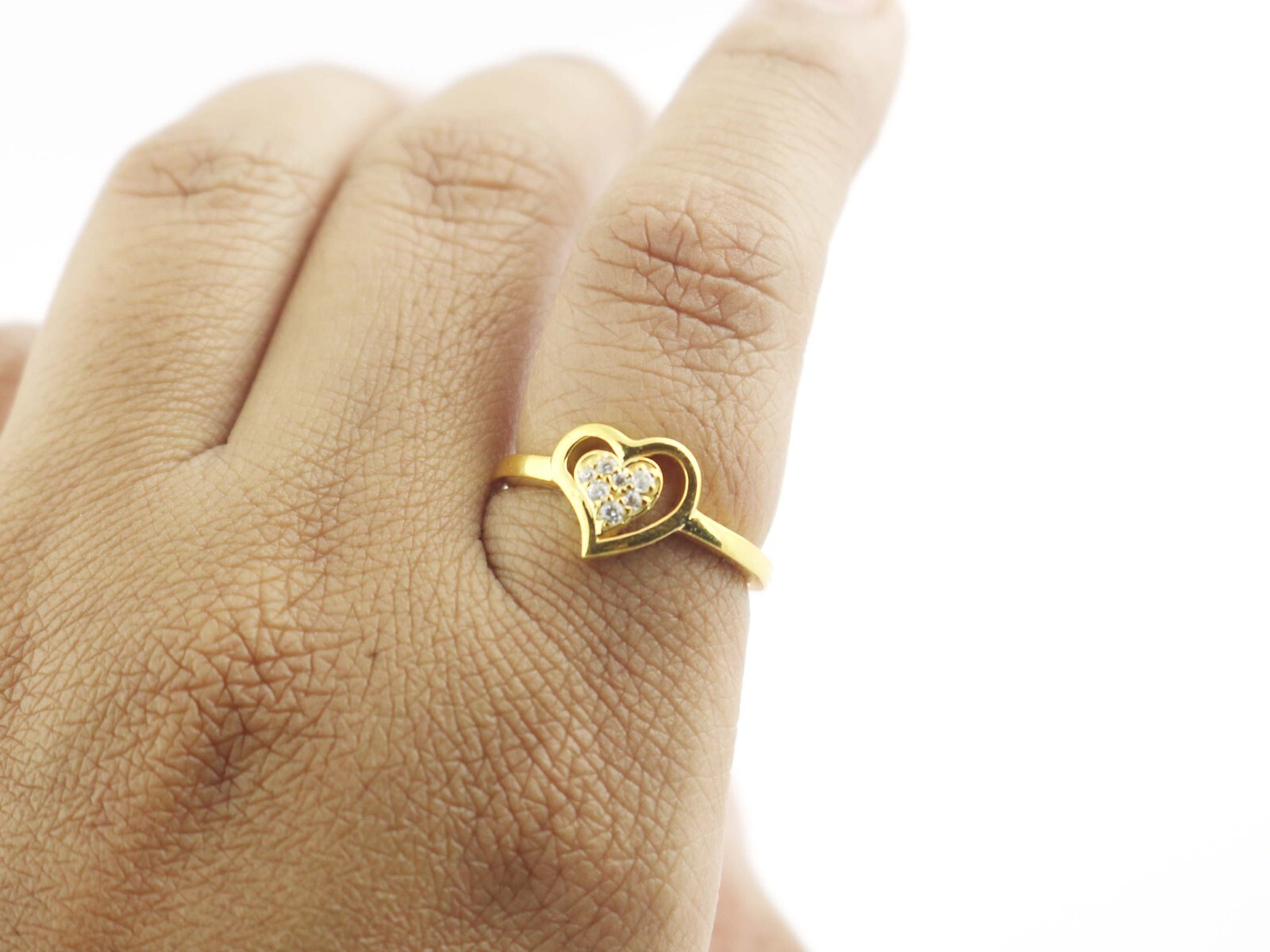 925 Sterling Silver Diamond Heart Ring Women Wedding Anniversary Gift For Her