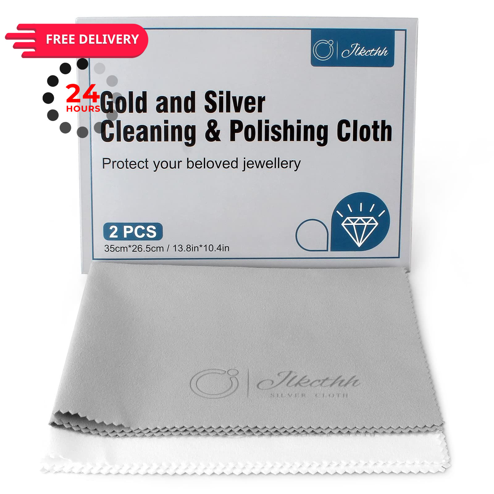 Jewelry Cleaning and Polishing Cloth, 100% Pure Cotton Silver white